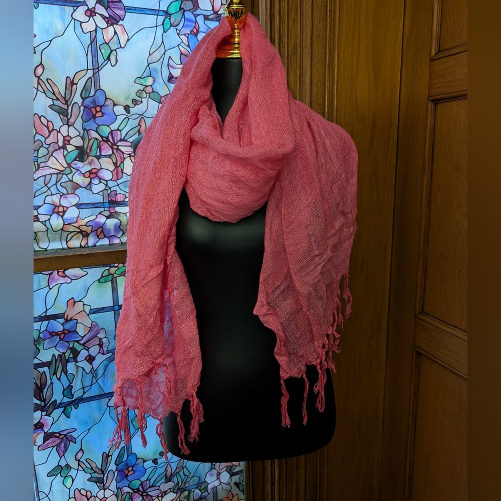 Lot Of 3 Scarves (Pink, Green, Ivory)